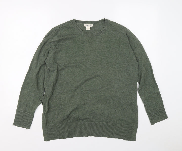 Style&co. Mens Green Crew Neck Cotton Pullover Jumper Size L