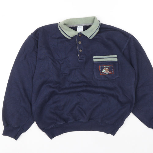 Bright Future Boys Blue Polyester Pullover Sweatshirt Size 12 Years Button - Ship