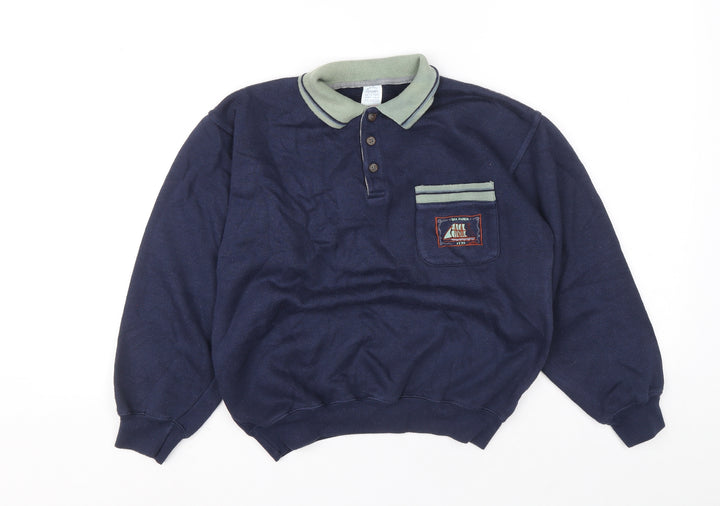 Bright Future Boys Blue Polyester Pullover Sweatshirt Size 12 Years Button - Ship
