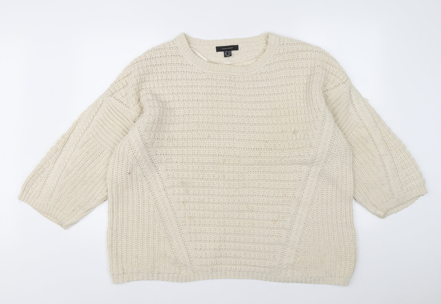 Atmophere Womens Beige Round Neck Acrylic Pullover Jumper Size 14