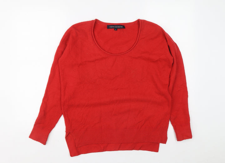French Connection Womens Red Scoop Neck Acrylic Pullover Jumper Size S