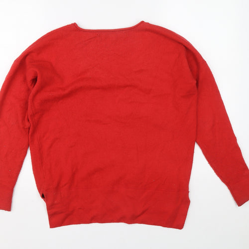 French Connection Womens Red Scoop Neck Acrylic Pullover Jumper Size S
