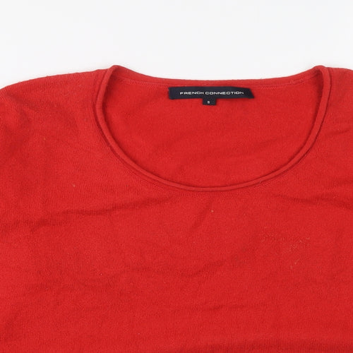 French Connection Womens Red Scoop Neck Acrylic Pullover Jumper Size S