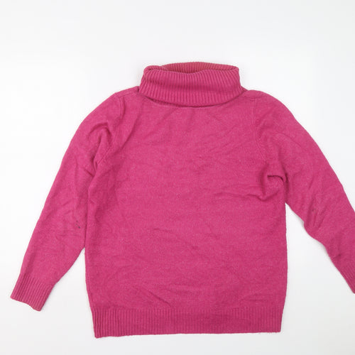 M&Co Womens Pink Roll Neck Acrylic Pullover Jumper Size 14