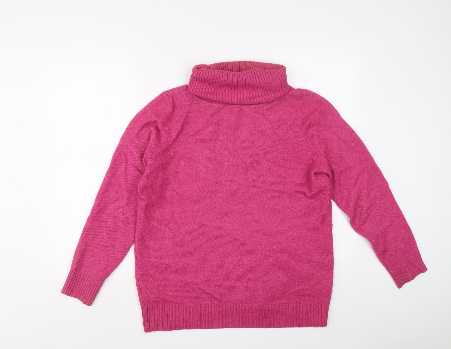 M&Co Womens Pink Roll Neck Acrylic Pullover Jumper Size 14