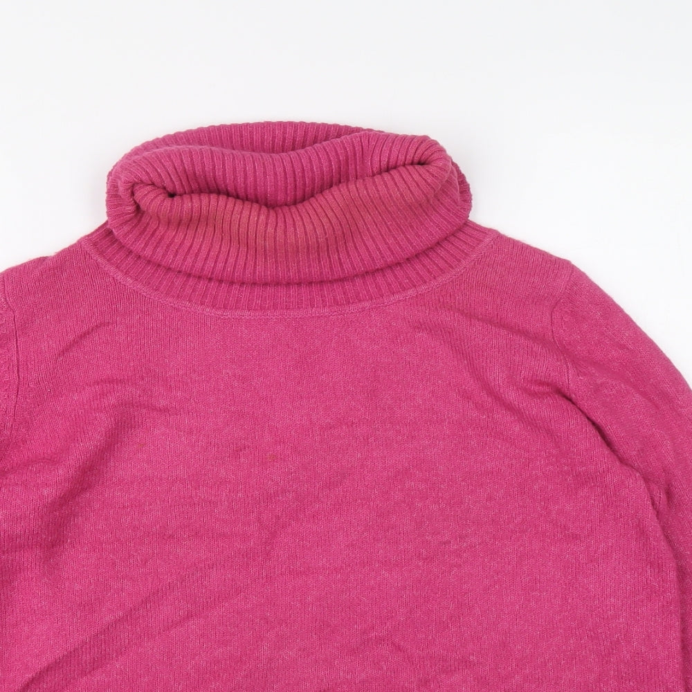 M&Co Womens Pink Roll Neck Acrylic Pullover Jumper Size 14