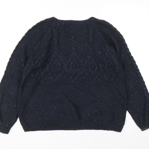 Papaya Womens Blue Boat Neck Acrylic Pullover Jumper Size 12 - Cable knit detail