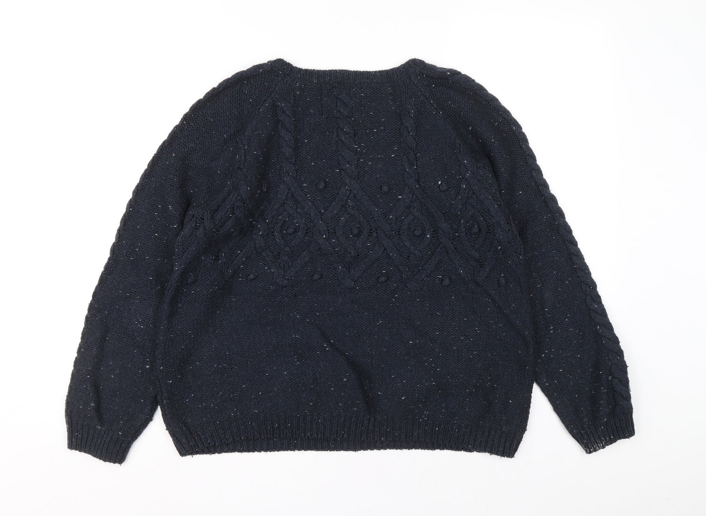 Papaya Womens Blue Boat Neck Acrylic Pullover Jumper Size 12 - Cable knit detail