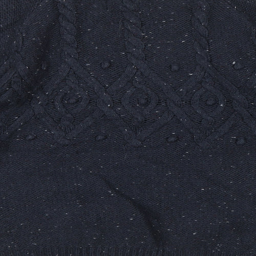Papaya Womens Blue Boat Neck Acrylic Pullover Jumper Size 12 - Cable knit detail