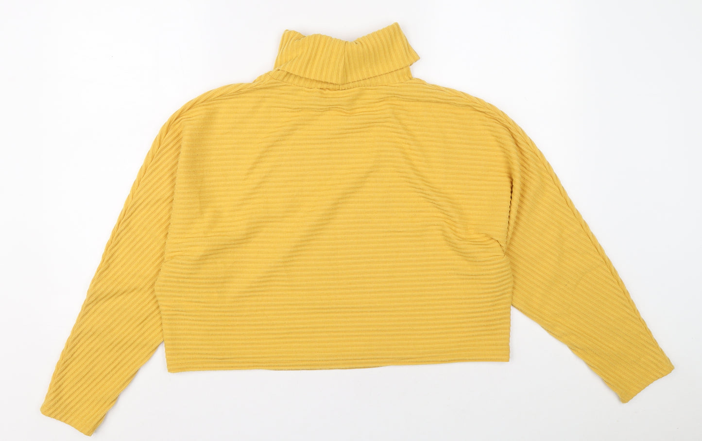New Look Womens Yellow Roll Neck Polyester Pullover Jumper Size L - Ribbed fabric
