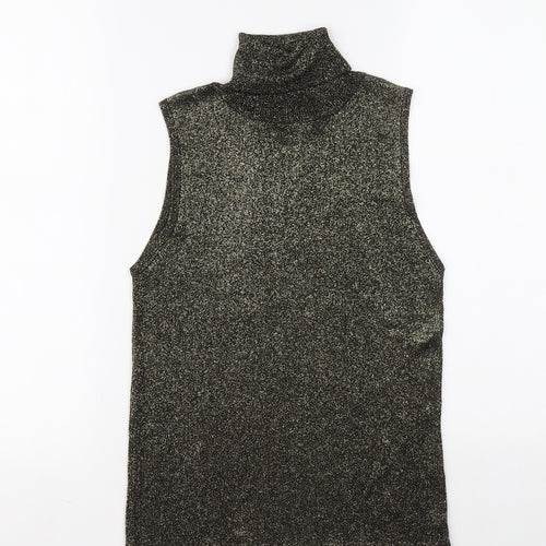OPUS Womens Silver Viscose Basic Tank Size L Roll Neck