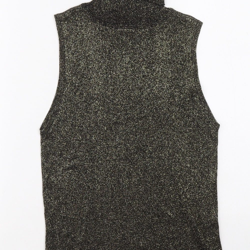 OPUS Womens Silver Viscose Basic Tank Size L Roll Neck