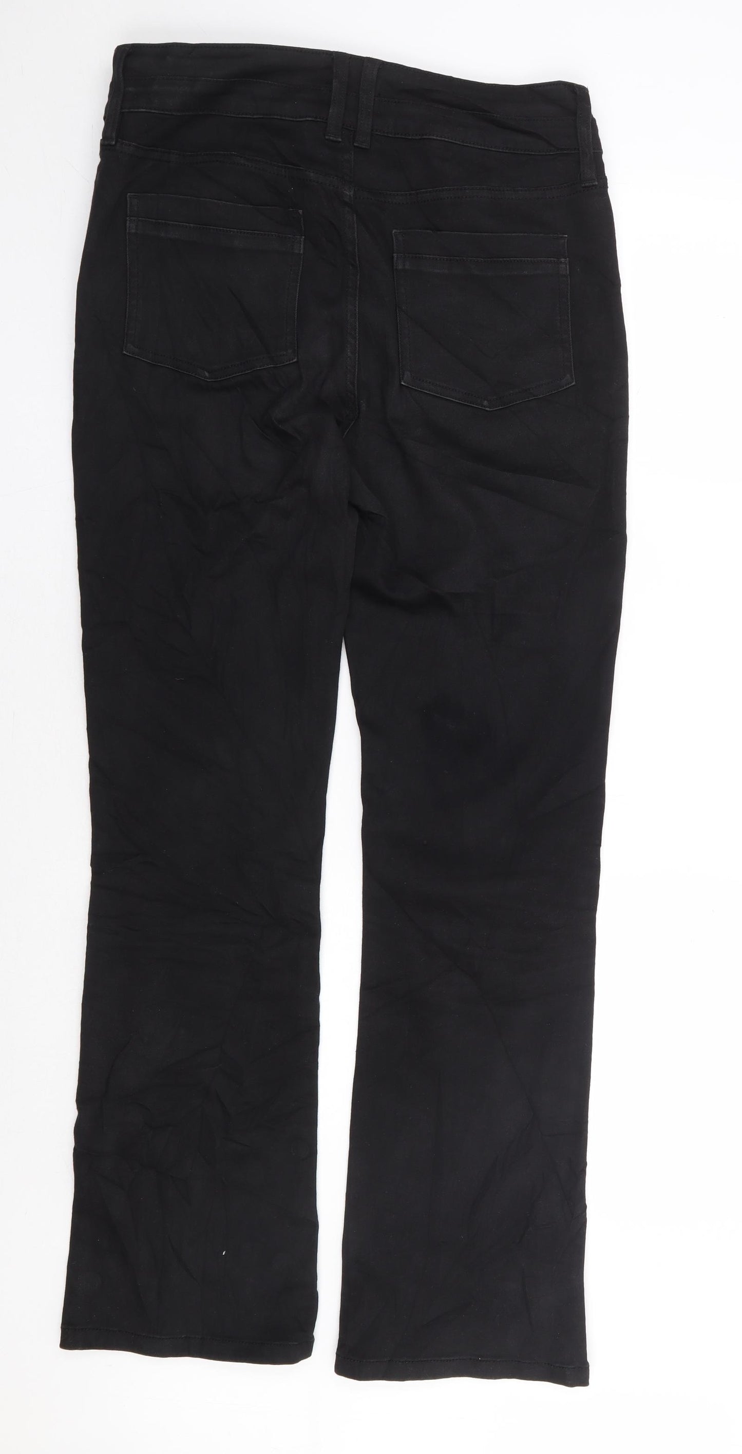 F&F Womens Black Cotton Bootcut Jeans Size 12 L31 in Regular Zip