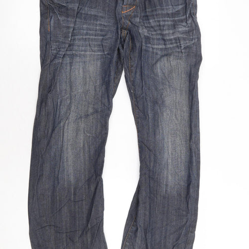 Preworn Mens Blue Cotton Straight Jeans Size 32 in L33 in Regular Button