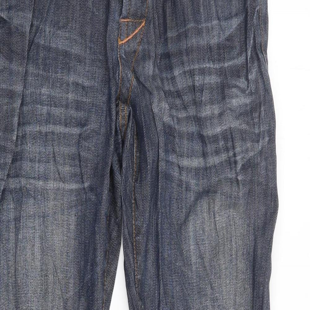Preworn Mens Blue Cotton Straight Jeans Size 32 in L33 in Regular Button