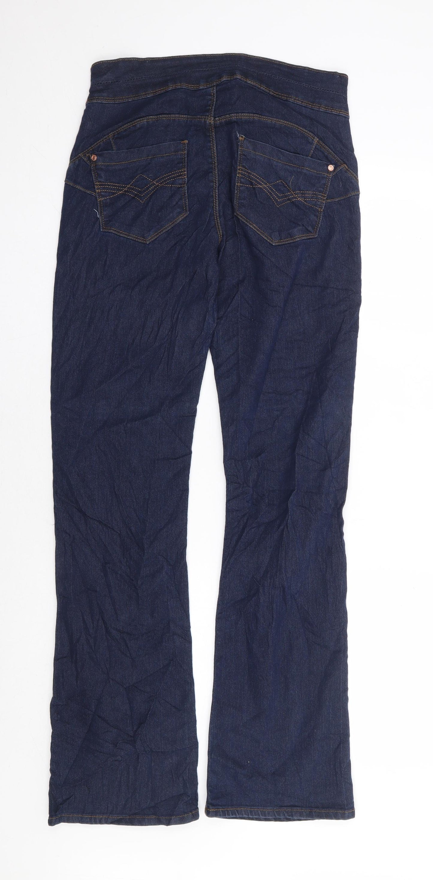 Primark Womens Blue Cotton Bootcut Jeans Size 12 L32 in Regular Zip