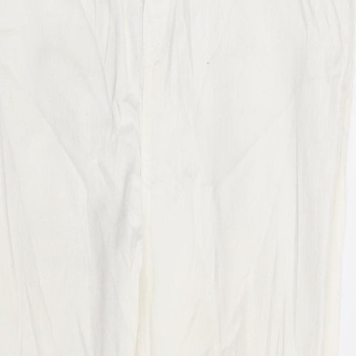 Zara Womens White Cotton Skinny Jeans Size 10 L25 in Regular Zip - Distressed Hem Ankle Grazer