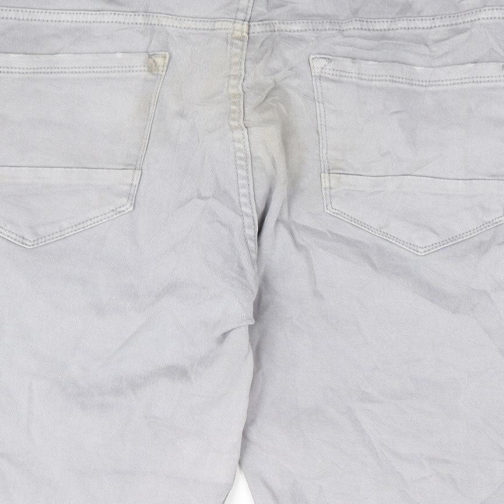 Primark Mens Grey Cotton Bermuda Shorts Size 36 in L12 in Regular Button