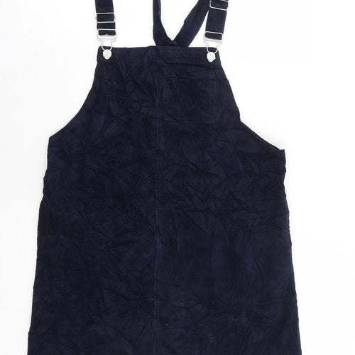 TU Womens Blue Cotton Pinafore/Dungaree Dress Size 12 Button