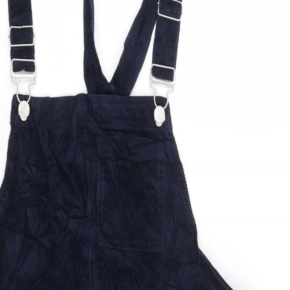 TU Womens Blue Cotton Pinafore/Dungaree Dress Size 12 Button