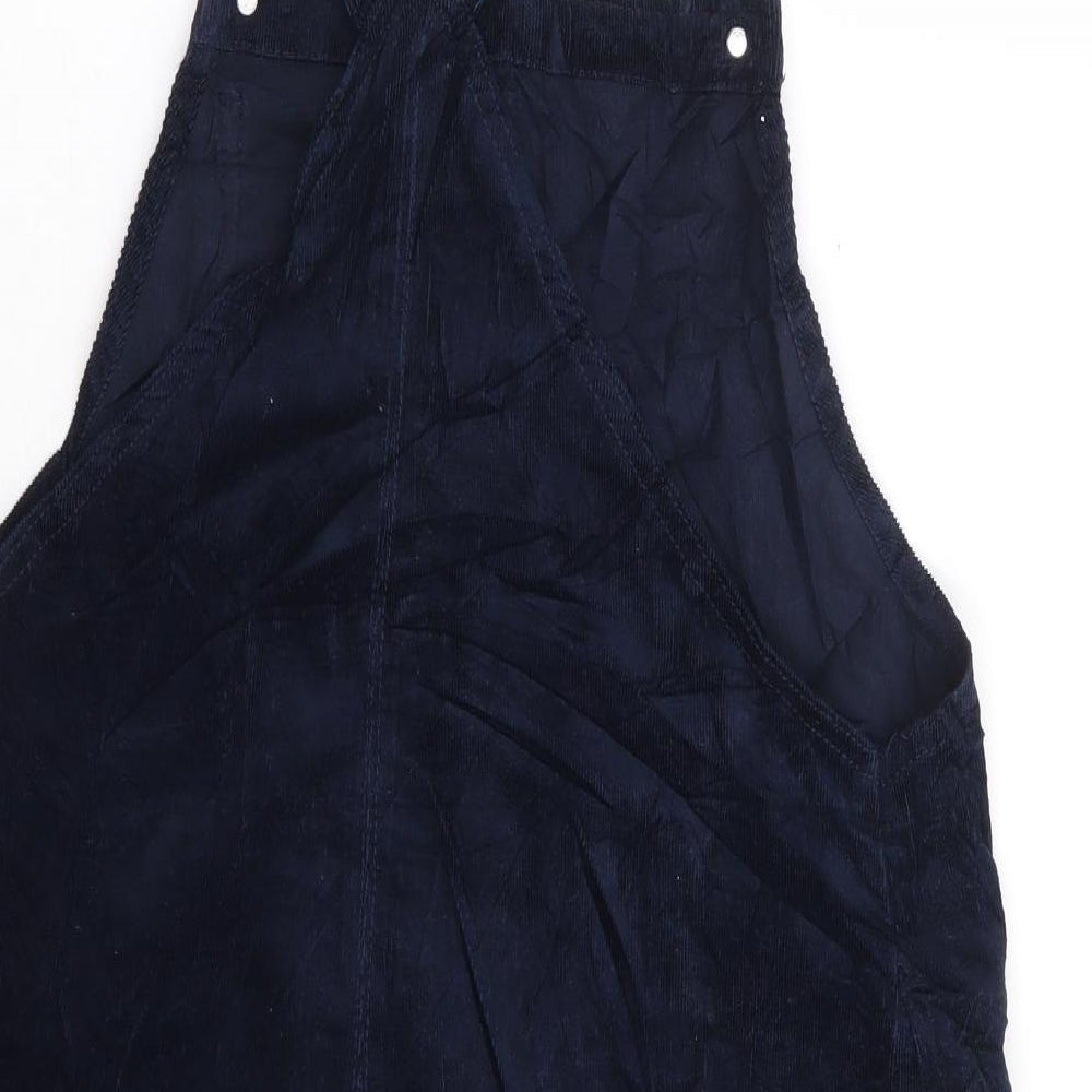 TU Womens Blue Cotton Pinafore/Dungaree Dress Size 12 Button