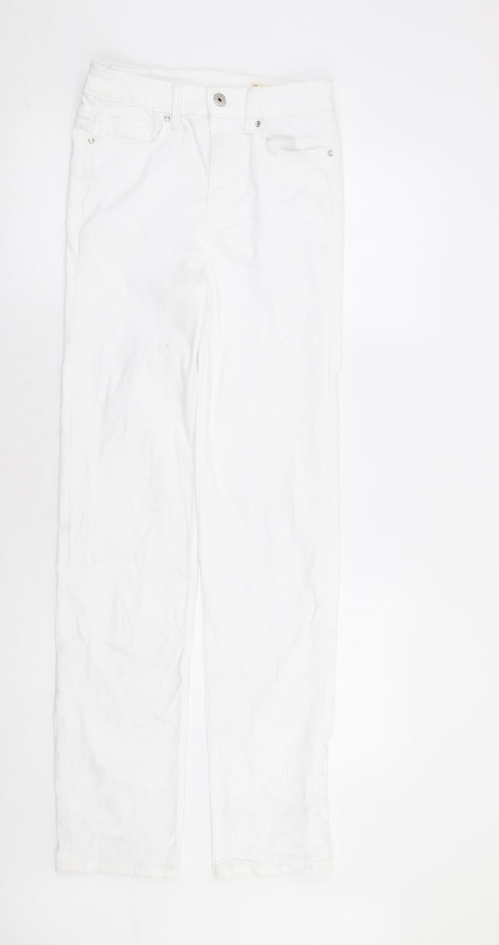 Marks and Spencer Womens White Lyocell Straight Jeans Size 8 L32 in Regular Zip - Supersoft