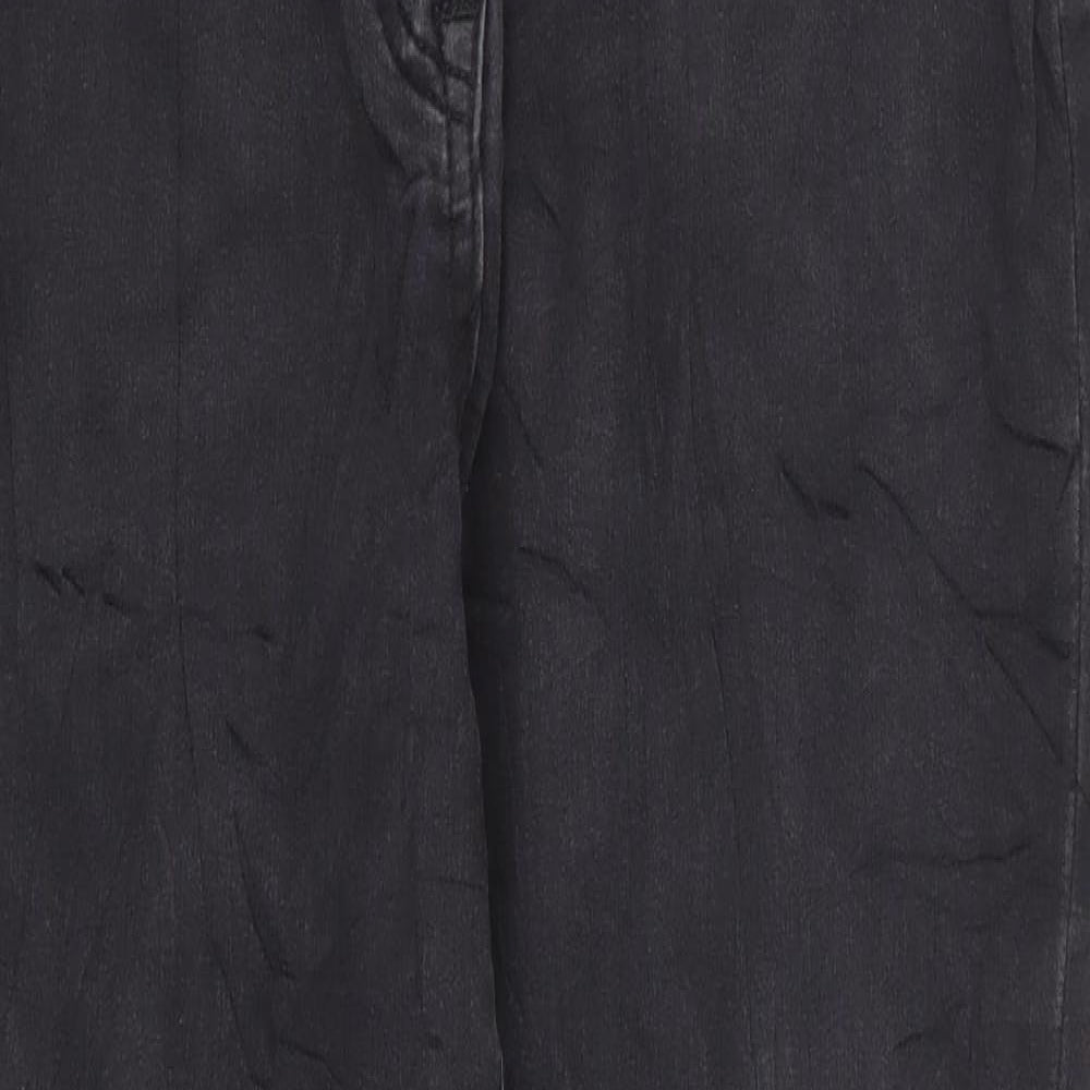 Nutmeg Womens Black Cotton Skinny Jeans Size 14 L26 in Regular Zip - Short Length Super Shaper