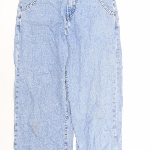 Preworn Womens Blue Cotton Cropped Jeans Size M L24 in Regular Zip - Distressed Hems