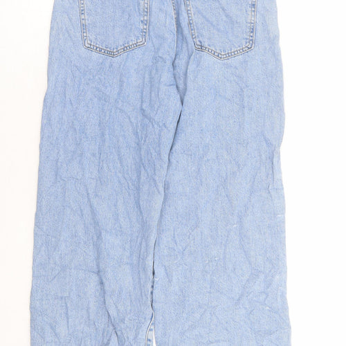 Preworn Womens Blue Cotton Cropped Jeans Size M L24 in Regular Zip - Distressed Hems