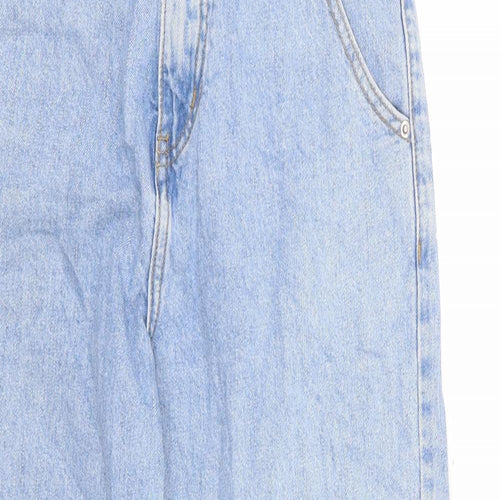 Preworn Womens Blue Cotton Cropped Jeans Size M L24 in Regular Zip - Distressed Hems