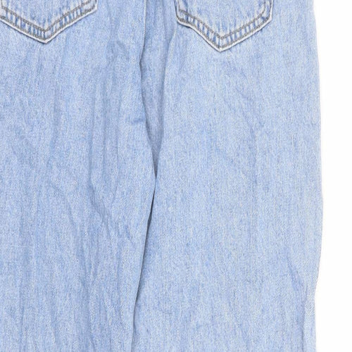 Preworn Womens Blue Cotton Cropped Jeans Size M L24 in Regular Zip - Distressed Hems