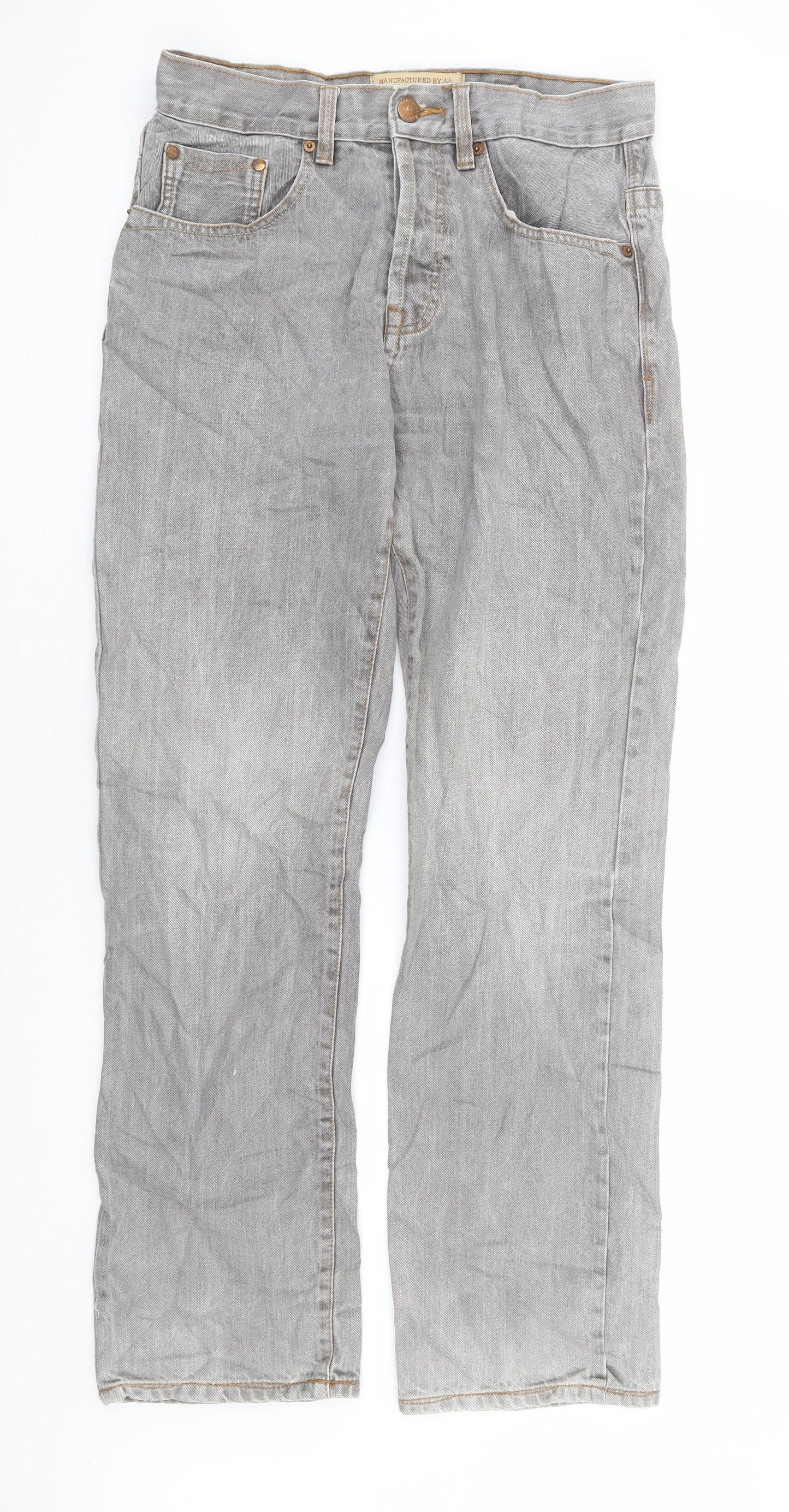 Manatray Mens Grey Cotton Straight Jeans Size 32 in L32 in Regular Button