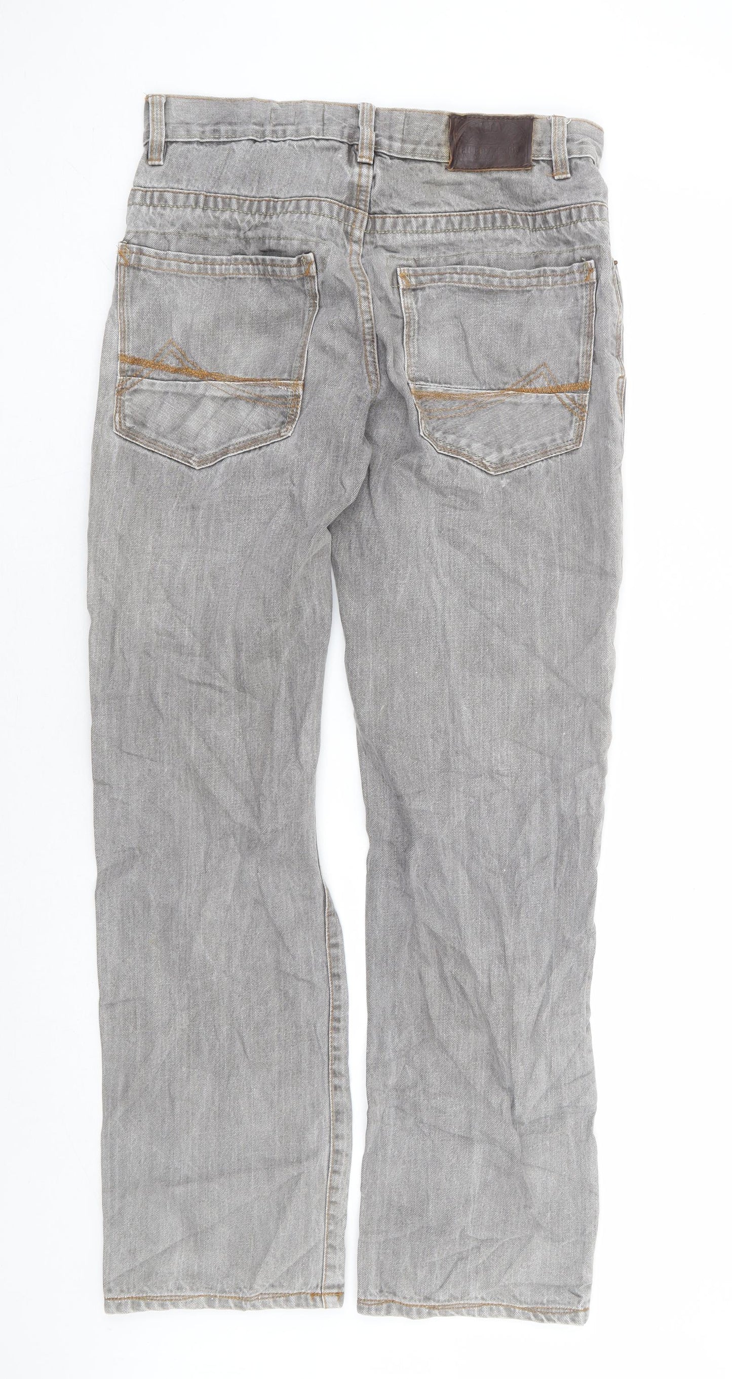 Manatray Mens Grey Cotton Straight Jeans Size 32 in L32 in Regular Button