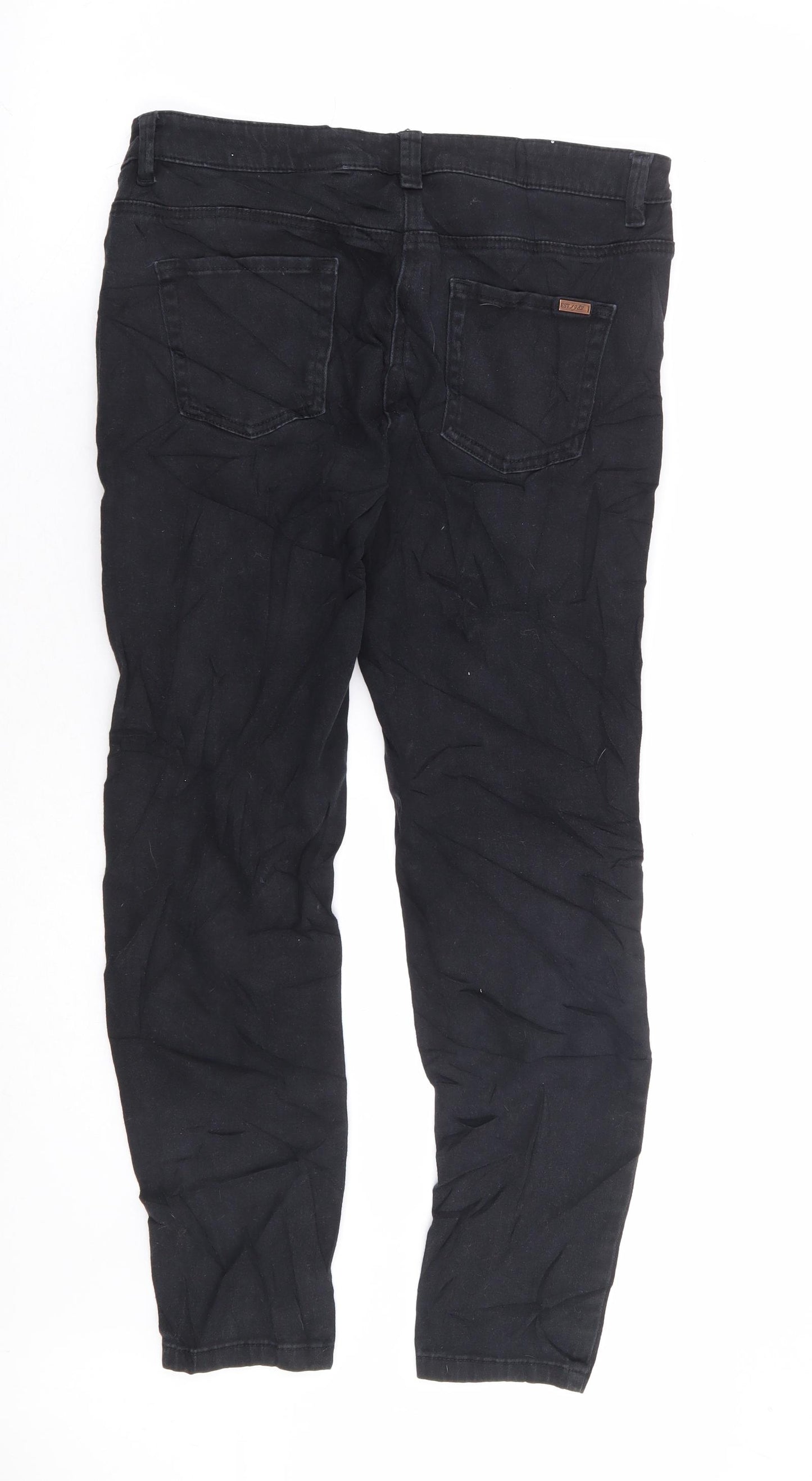 NEXT Womens Black Cotton Skinny Jeans Size 12 L28 in Regular Zip