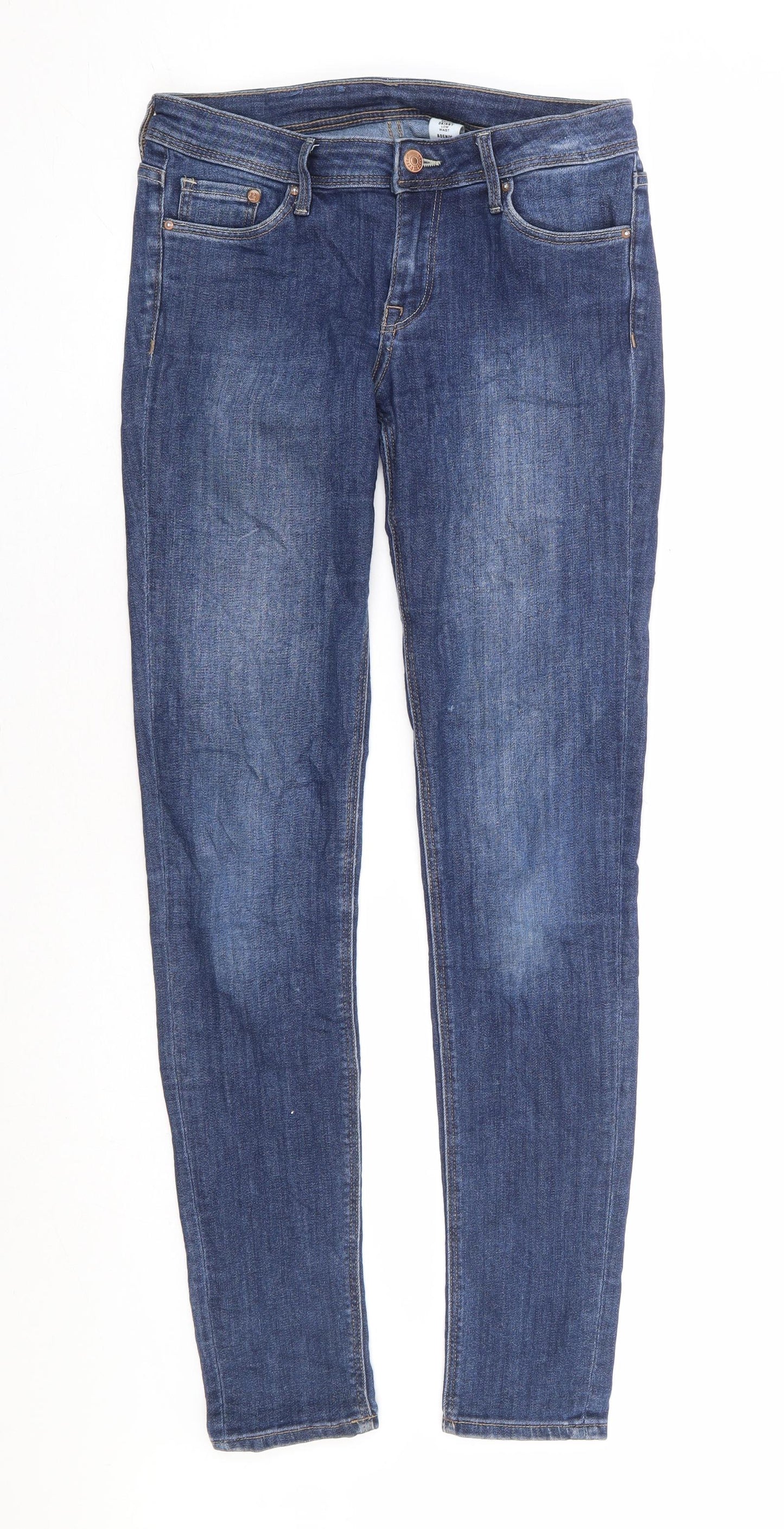 H&M Womens Blue Cotton Skinny Jeans Size 28 in L32 in Extra-Slim Zip