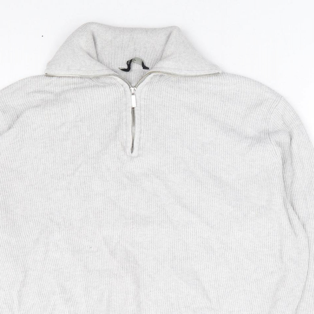 George Mens Grey Collared Cotton Pullover Jumper Size 2XL