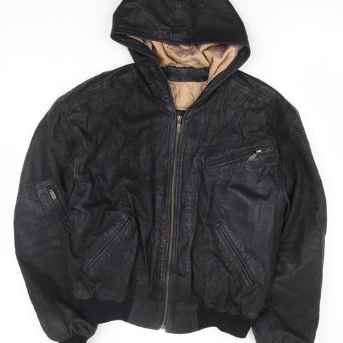 Preworn Mens Black Bomber Jacket Jacket Size M Zip