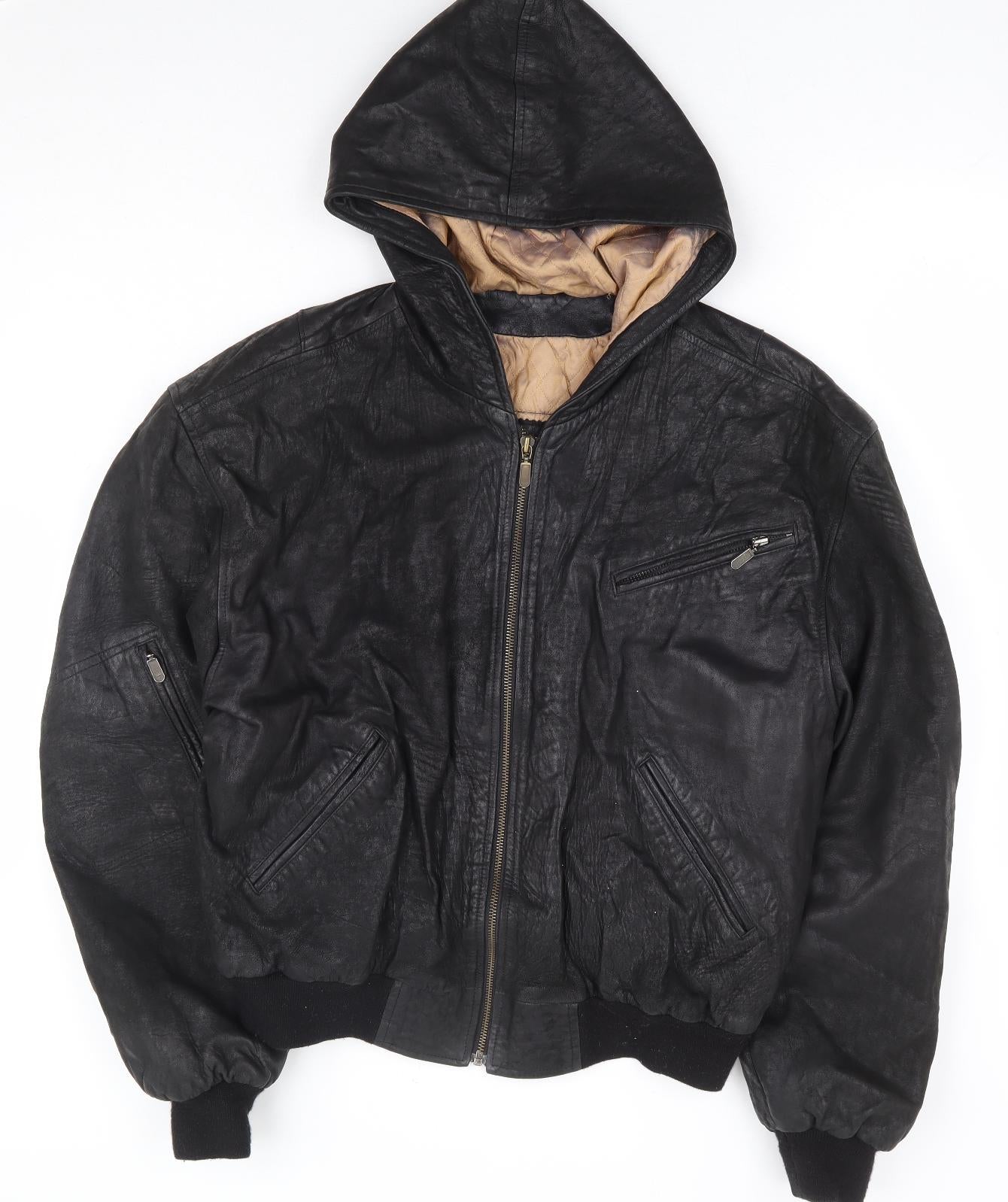 Preworn Mens Black Bomber Jacket Jacket Size M Zip