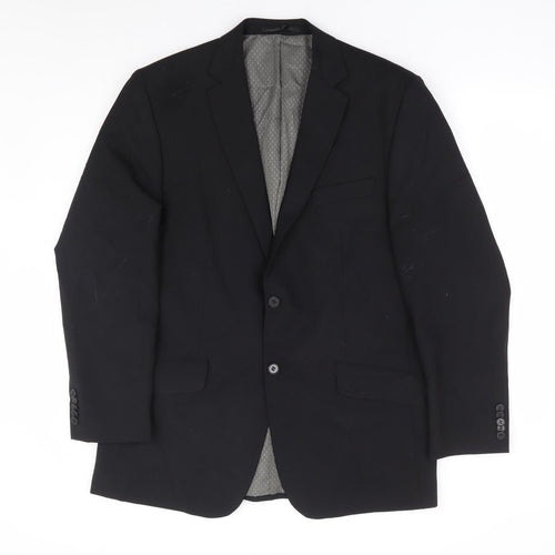F&F Mens Black Polyester Jacket Suit Jacket Size 40