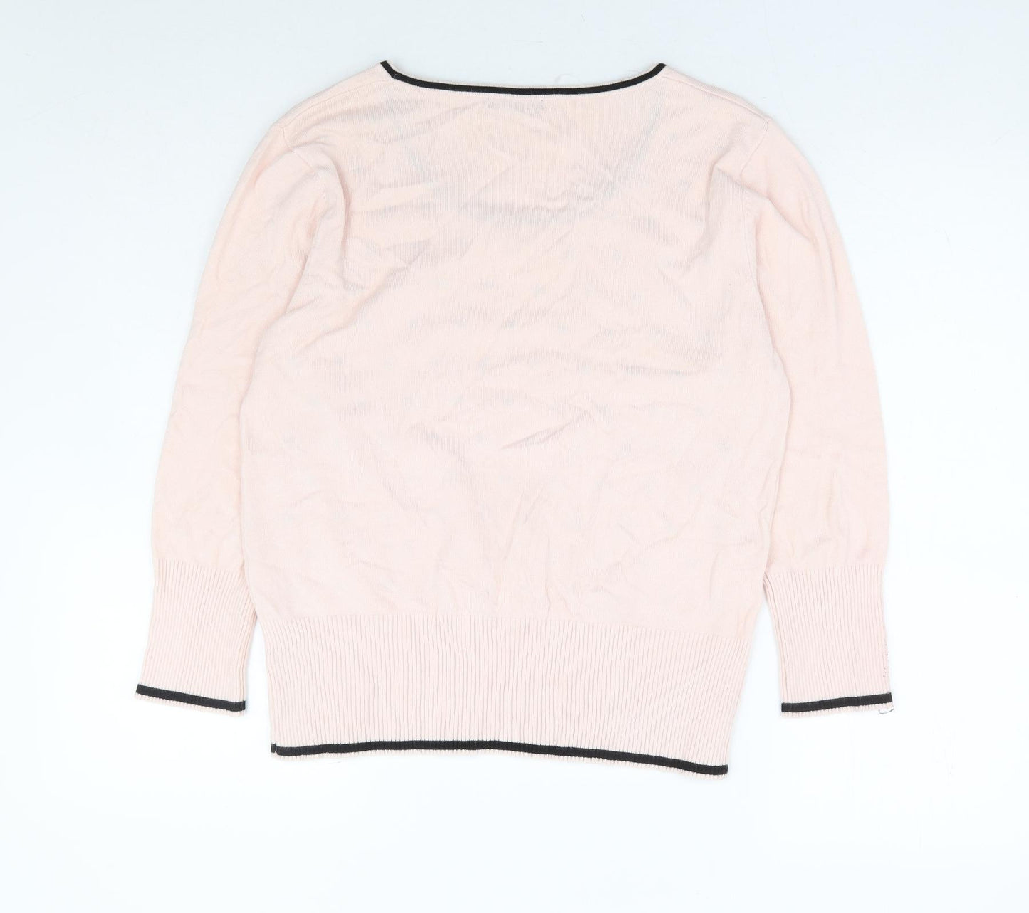 Roman Womens Pink Scoop Neck Polka Dot Viscose Pullover Jumper Size 14