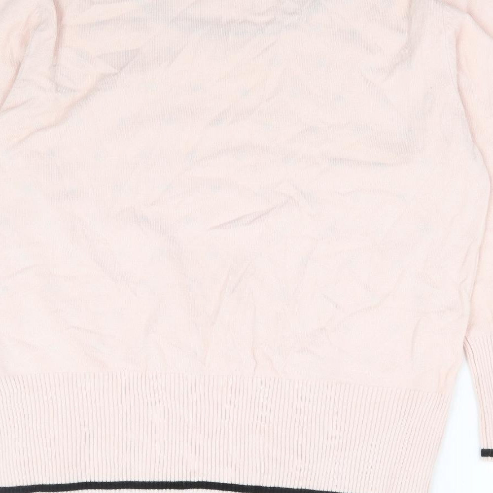 Roman Womens Pink Scoop Neck Polka Dot Viscose Pullover Jumper Size 14