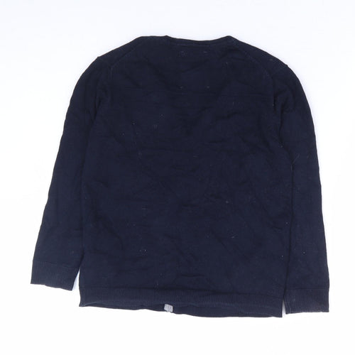 Zara Womens Blue V-Neck Cotton Cardigan Jumper Size 8