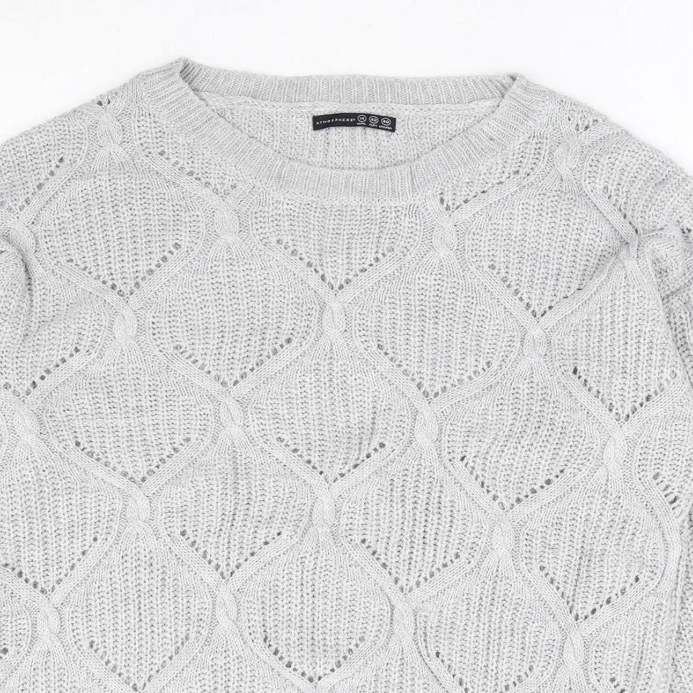 Primark Womens Grey Round Neck Acrylic Henley Jumper Size 14