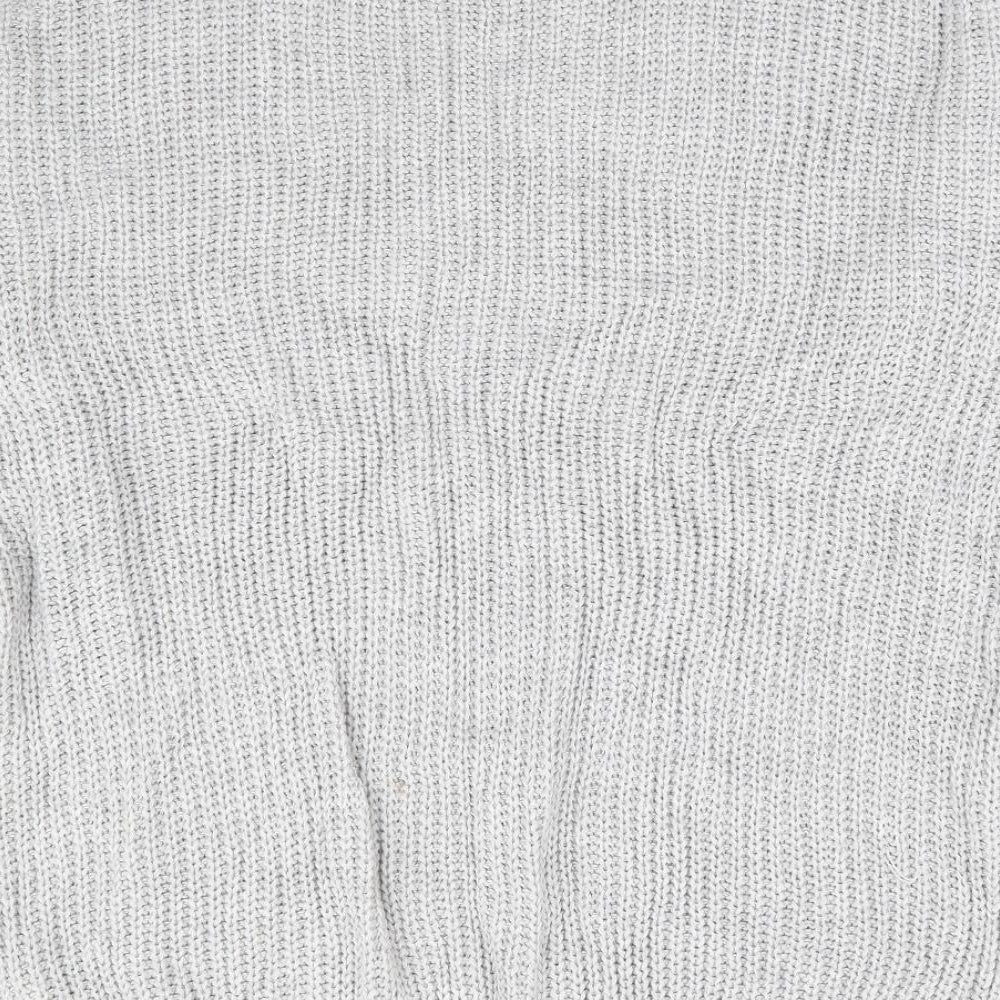 Primark Womens Grey Round Neck Acrylic Henley Jumper Size 14
