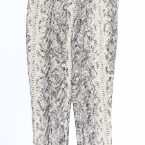 Primark Womens Beige Animal Print Polyester Trousers Size 10 L27 in Regular Zip - Snake Skin Print