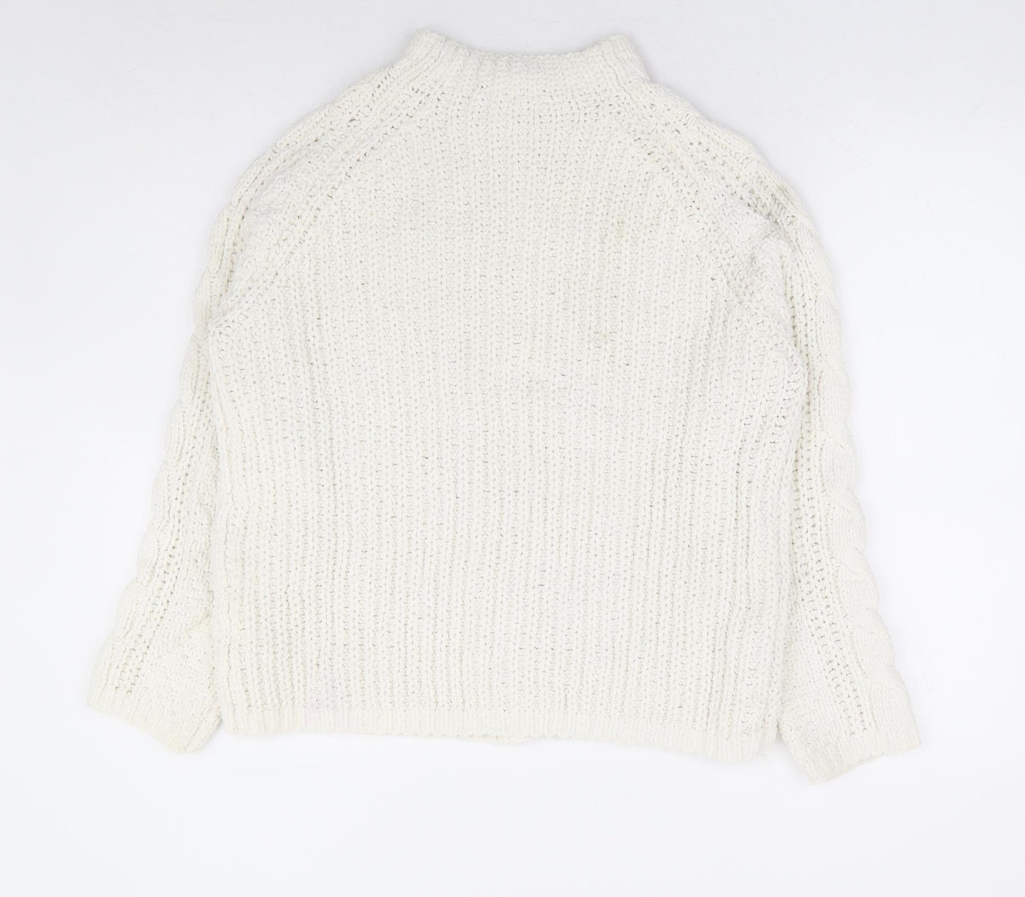 Marks and Spencer Womens White Mock Neck Polyester Pullover Jumper Size M