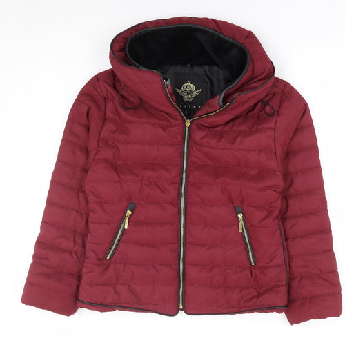 Rising Womens Red Puffer Jacket Jacket Size L Zip