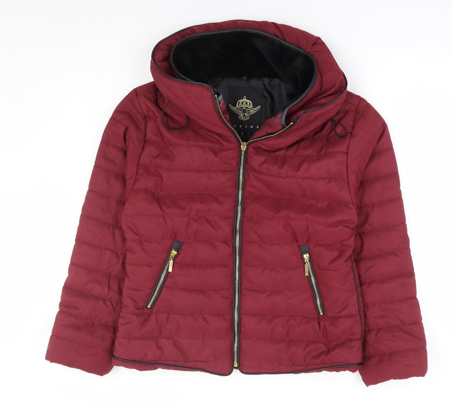 Rising Womens Red Puffer Jacket Jacket Size L Zip