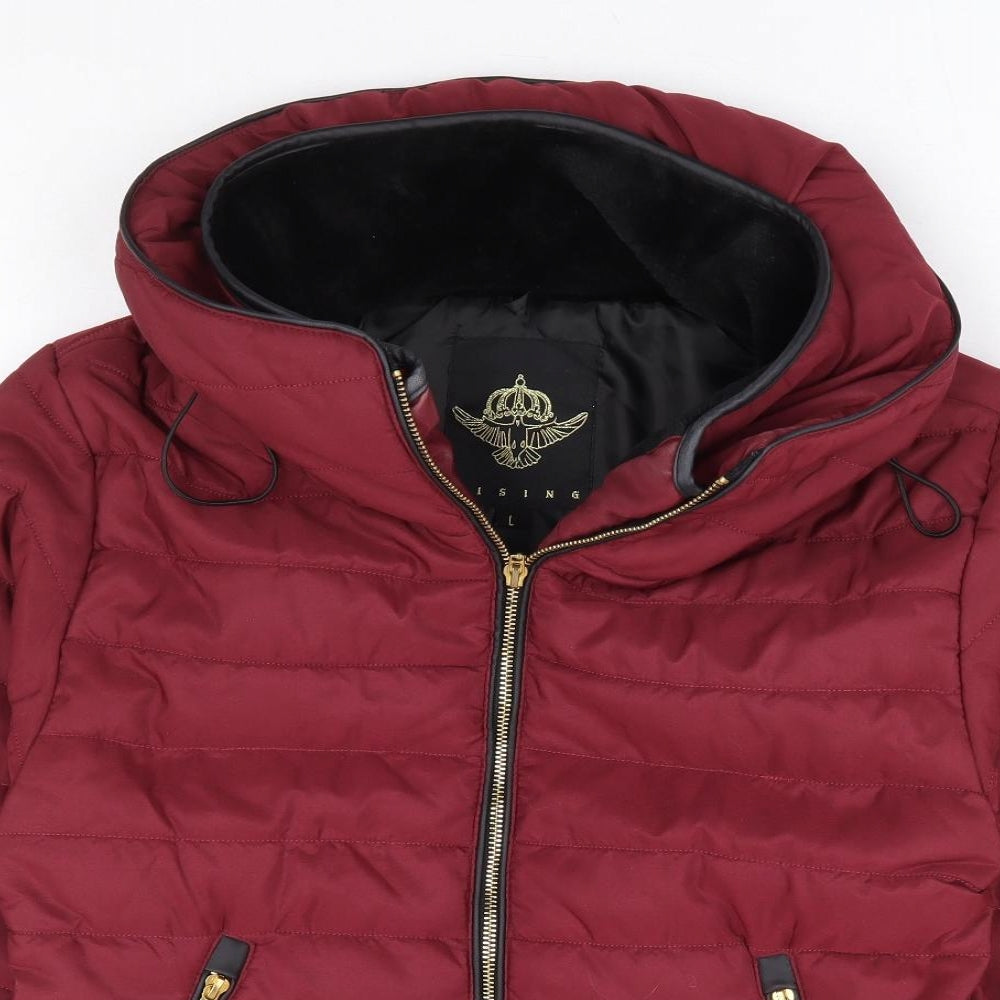 Rising Womens Red Puffer Jacket Jacket Size L Zip