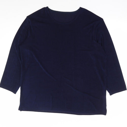 Dupont Womens Blue Polyester Basic Blouse Size M Boat Neck